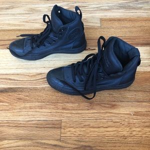 Black coated leather High top Chucks